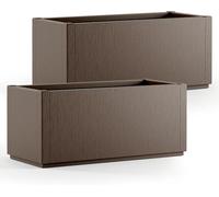 CASARIA® Ethica 2x Flower Box Planter | 80L Capacity | 80 x 36 x 35 cm, Drain Base, Winterproof, Garden Planter, Plant Pot, Flower Tub | Robust Weatherproof Plastic | Set of 2 | Brown