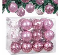 Casaria Fillable Christmas Baubles Set Of 24 Clear 6Cm, Pink