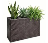 CASARIA® Large Tall Rattan Flower Pot Planter | 3 Removable Inner Plant Pots With Water Drain | Poly Rattan Trough Flower Box Planters Outdoor Garden | 83x30.5x60 cm | Brown