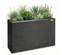 Casaria Flower Box 4 Inner Pots Polyrattan Removable Water Drain Outdoor Rectangular Planter Flower Pot Raised Bed Planter Brown