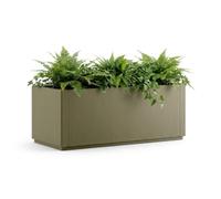 CASARIA® Flower Box Planter Trough Plant Pot, 80L Capacity, 80x36x35 cm | Drain Base, Winterproof, Garden Planter, Plant Pot, Flower Tub | Robust Weatherproof Plastic | 1 Pot | Olive Green
