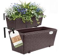 CASARIA® Flower Boxes Set of 2 Rattan Balcony Planters, Brown, 60x20x19cm