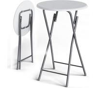 Casaria Folding Bar Table 60X60X110Cm White Light Foldable Wood Effect