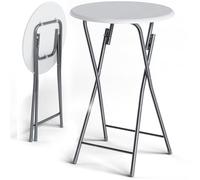 CASARIA® Folding Bar Table 60x60x110cm White Light Foldable Wood Effect