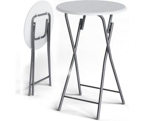 Casaria Folding Bar Table 60X60X110Cm White Light Foldable Wood Effect