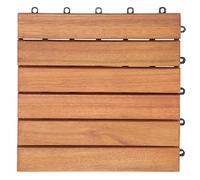 CASARIA FSC Eucalyptus Decking Tile 30x30 cm Interlocking Click Flooring | Cuttable Interlocking FSC Certified Eucalyptus Deck Tile with Drainage for Garden Patio Balcony Terrace and Outdoor Flooring