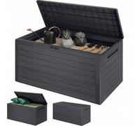 CASARIA® Outdoor Garden Storage Box | 280L | Waterproof | Plastic, Lockable Container w/Lid | Cushion Blanket Out Door Chest | Parcels, Tools, Toys | 120x46x57cm | Anthracite