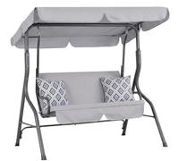 CASARIA® Garden Swing Chair 2 Seater Canopy Bench, Light Grey, 200kg