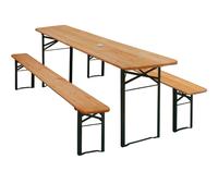 CASARIA? Garden Table & Bench Set | Beer Table | 170cm | 3 Piece | Foldable, Stable Wood And Metal Trestle | Outdoor Patio BBQ Camping Dining