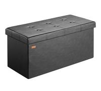 CASARIA® Large Faux Leather Foldable Ottoman Storage Box with Padded Footrest Footstool Lid | 80x40x40cm | 100 Litres | Decorative Shoe Chest | Lounge Bedroom Hallway Furniture | Black