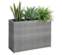 CASARIA® Large Tall Rattan Flower Box, Outdoor Garden Planter Pot, Grey | Poly Rattan Mesh Trough Planters With 3 Removable Inner Plant Pots & Water Drain. Weatherproof Patio Trough 95x27x60cm