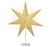 CASARIA® LED Christmas Light Up Star Decoration | Xmas Festive Light | Freestanding Paper Star Lantern | 60 cm | Wireless, Battery Operated | Star Cut Outs | Warm White