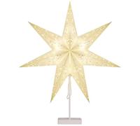 CASARIA® LED Light Up Star Decoration | Xmas Festive Light | Freestanding Paper Star Lantern | 60cm | Christmas, Winter, Advent, Hygge | Wireless, Battery Operated | Hole Cut Outs | Warm White