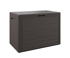 CASARIA® Lille Waterproof Garden Outdoor Storage Box 190L | Plastic Storage Box with Lid | Parcel Box, Tool Box, Shoe Storage | Outdoor Toy Storage, Cushion, Garden Furniture Chest | Brown