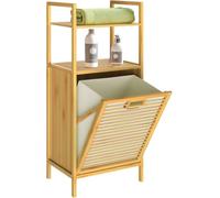 CASARIA Natural Bamboo Bathroom Shelf with 36 L Laundry Basket 95x40x32 cm
