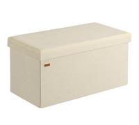 CASARIA® Ottoman Storage Box | Foldable Fabric Footstool | Cube Storage | 100L Volume | Toy Box | 300kg Load Capacity | Cream