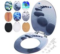 CASARIA Pebbles Design Soft Close Toilet Seat MDF Wood Core D Shape 175 kg