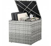 Rattan Garden Storage Box Grey 75x75x70cm