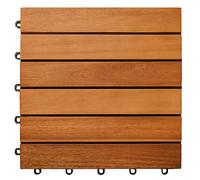 CASARIA® Premium Acacia Wood Mosaic Decking Tile | 30x30cm | Interlocking Design | Enhanced Drainage System | Patio & Garden Click-Lock Flooring Deck | FSC-Certified | 1 Tile Pack