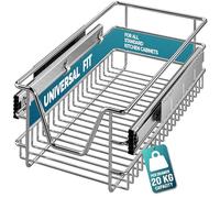 CASARIA® Pull Out Telescopic Kitchen Drawers Basket, For 30cm Units | Fits 26cm Wide Internal Cabinets, Chrome Wire Shelf Organiser Storage Solution, Kitchen Units & Drawers, Heavy-Duty 20KG