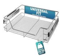 CASARIA® Pull Out Telescopic Kitchen Drawers Basket, For 60cm Units | Fits 56cm Wide Internal Cabinets, Chrome Wire Shelf Organiser Storage Solution, Kitchen Units & Drawers, Heavy-Duty 20KG