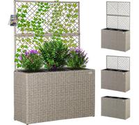 Casaria Rattan Garden Trough Planter Flower Box, With Trellis & Plant Pots
