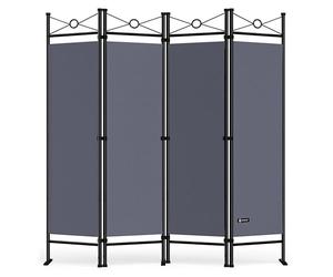 CASARIA® Room Divider Privacy Screen, Folding, Anthracite Grey, 180x163cm | Freestanding Flexible Privacy Screen with 4 Foldable Panels for Bedroom Living Room Office Dressing Area and Space Division