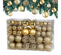 CASARIA® Set of 100 Christmas Tree Baubles Set for Christmas Tree | Xmas Decorations Christmas Ornaments | Festive Christmas Hanging Ornaments Red, Pink, Silver, Blue, Gold | Christmas Decorations UK