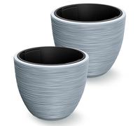 Flower pot grooves set of 2 grey plastic 40x32cm