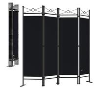 CASARIA® 2x Lucca Room Divider Paravent | 180x163cm | 4 Flexible Partitions | Adjustable Privacy Screen | Indoor & Garden | Space-Saving & Multifunctional | Black