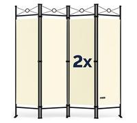 CASARIA® 2x Lucca Room Divider Paravent | 180x163cm | 4 Flexible Partitions | Adjustable Privacy Screen | Indoor & Garden | Space-Saving & Multifunctional | Cream