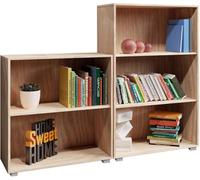 CASARIA Set of 2 Vela Oak Effect Bookcases with 2 and 3 Tiers 77x60x28 cm