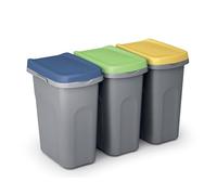 Waste bin set of 3 plastic 25L