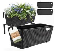 Polyrattan Flower Boxes 4 Pcs Black