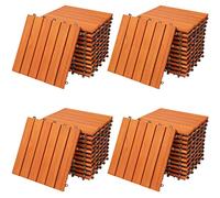 CASARIA® 44x Eucalyptus Wood DeckingTiles | 30x30cm | Cuttable Interlocking System | Drainage System | Garden Patio Click Lock-in Flooring Deck | FSC-Certified Eucalyptus | 44 Tiles