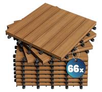 CASARIA Set of 66 Acacia Wood Decking Tiles 30x30 cm Interlocking Flooring