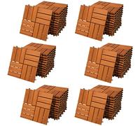 CASARIA Set of 66 Acacia Wood Mosaic Decking Tiles 30x30 cm Click Flooring | Cuttable Interlocking Click Deck Tiles with Drainage System for Garden Patio Balcony Terrace Paths and Outdoor Flooring Use