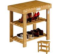 CASARIA® Shoe Rack Bench with Seat | 50x46x30cm | 200kg Load Capacity | 3 Shelf Levels | Solid FSC®-Certified Acacia Wood | Hallway | Bathroom | Kitchen | Bench | Wooden | Brown