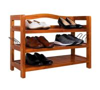 Casaria Shoe Rack Solid Acacia Wooden 3 Tier Stand, Dark Brown, 85X26X62Cm