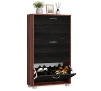 CASARIA® Shoe Storage Cabinet Rack 3 Doors Wooden, Wenge, 115x60x24cm | Modern Cupboard Organiser For Shoes Toys Clothes Footwear Books Narrow Hallway Entryway Furniture Stand Unit