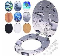 CASARIA Water Drops Soft Close Toilet Seat MDF Wood Core D Shape 175 kg