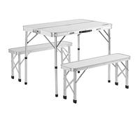 CASARIA White 3 Piece Folding Picnic Table and Bench Set 90x60 cm for 4