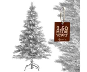 CASARIA White 5 ft Artificial Christmas Tree 150 cm PVC with Metal Stand | Fire Resistant PVC Xmas Tree with Realistic Branches and Easy Assembly for Home Office Living Room Hallway and Festive Decor