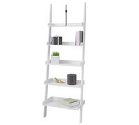 CASARIA White 5 Tier Tall Ladder Shelves 180x64 cm MDF Storage Bookcase