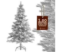 CASARIA® White Artificial Fir Christmas Tree | With White Metal Base | 6ft Xmas Tree With Stand | PVC Plastic, Fire Resistant | Quick & Easy Assembly | 180cm / 6ft
