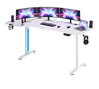 CASARIA White L Shaped Motorised Sit Stand Corner Desk 160x75 73 to 118 cm