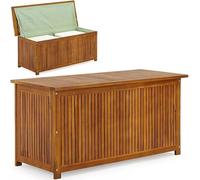 CASARIA® Wooden Garden Storage Box With Lid | Outdoor Waterproof | 115cm | Pre-Oiled Acacia Wood | Inner Tarpaulin | Wood Chest For Cushions Pillows | Outdoor Garden Terrace | 205 Litres