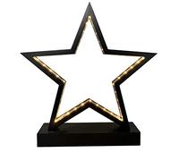 CASARIA® Wooden LED Christmas Decorations Star Light | Battery Operated 45 Warm White LED Illuminated Decorative Star | Home Decoration Christmas Lights | Wireless & Portable Fairy Lights Star | Black