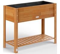 CASARIA® Wooden Raised Bed Flower Pot Planter | Garden Trough | 100x40x84cm | Solid FSC® Certified Acacia Wood | 2-Levels | Weatherproof | 2 Tier Shelf | Natural Brown