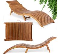 Casaria Wooden Sun Lounger For Garden - Folding Adjustable Sunlounger